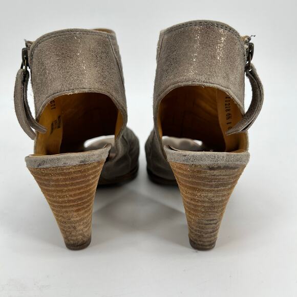 Paul Green Cayanne Peep Toe Sandal Bootie Metallic Smoke Leather US 9 UK 6.5 - Picture 4 of 11